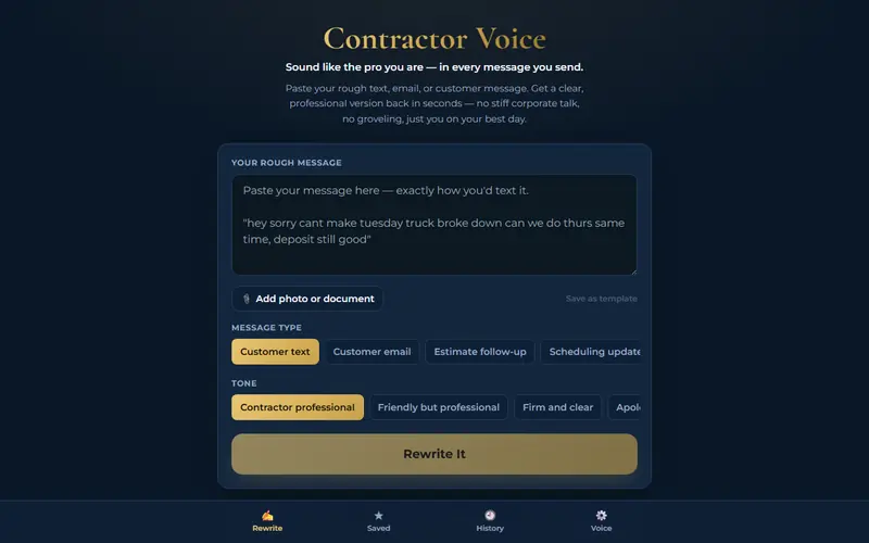 Contractor Voice — screenshot
