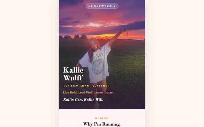 Kallie for Lt. Governor — screenshot