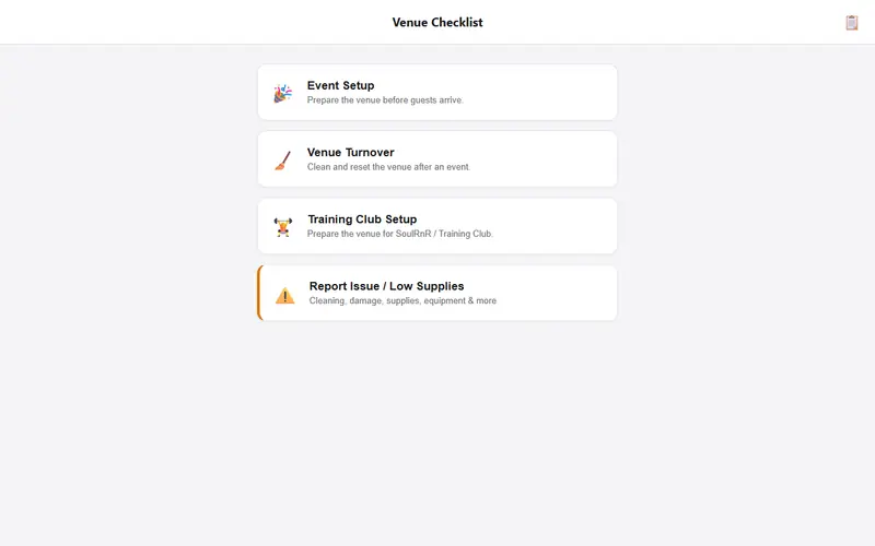 Venue Checklist — screenshot